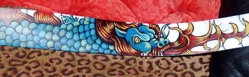 Hand painted leather tribal guitar strap