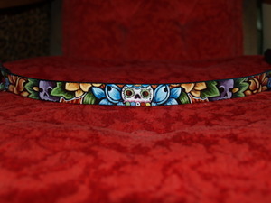Day of the DEAD skull Leather Dog Collar (small)