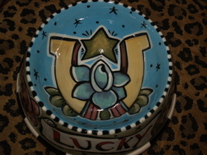 "Lucky" Ceramic Dog Bowl Large