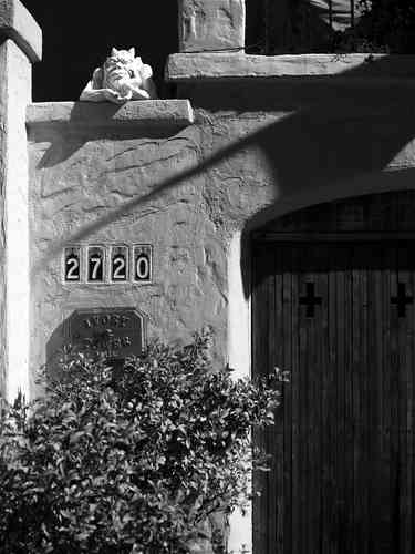 Black and white photo signed 8x10 gothic doorwary
