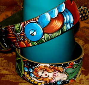 MERMAID Sparrow Nautical Pin up Large dog collar 2 inches wide