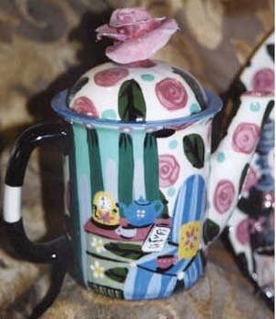 Room View hand painted pottery Teapot