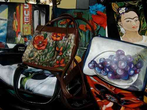 Custom Assorted hand painted leather handbags on new and vintage bags